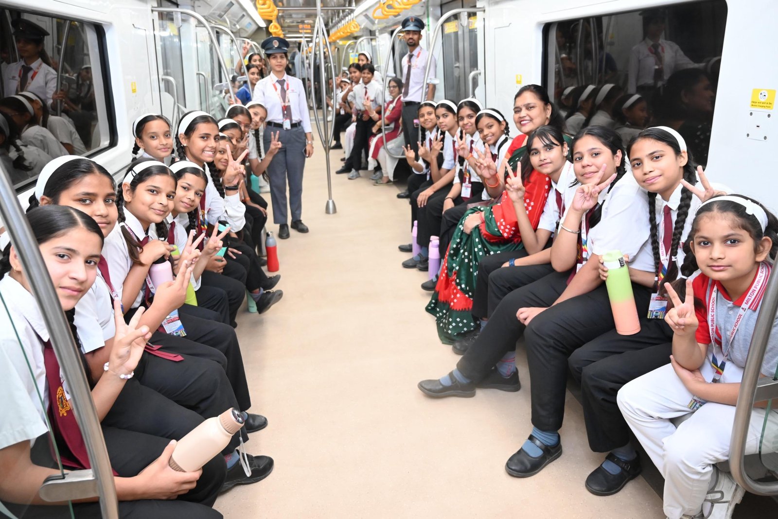 Milton Public School students visiting Agra Metro learning eco friendly transport system and metro facilities