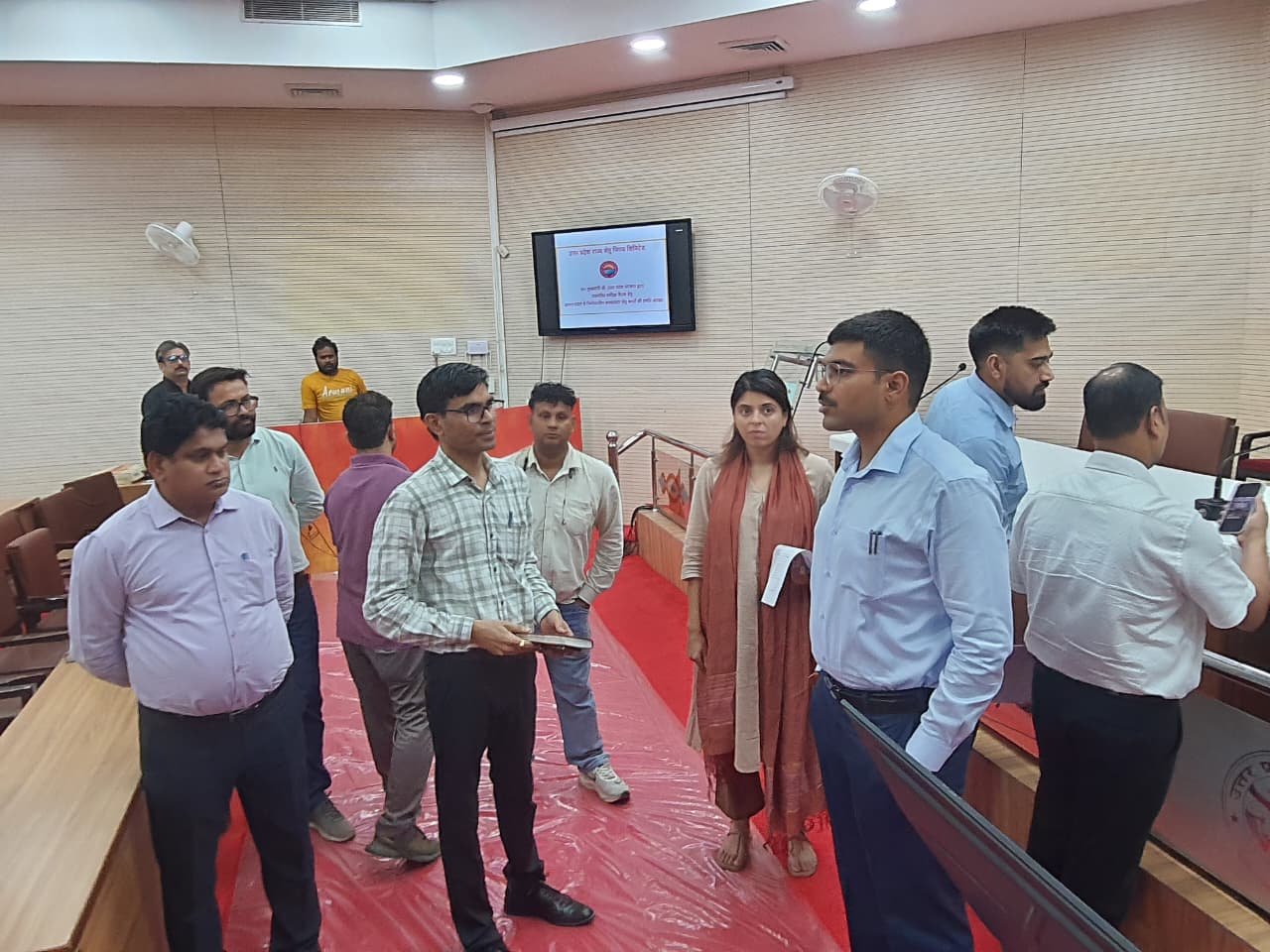 Agra District Magistrate Manish Bansal inspects preparations ahead of Chief Minister Yogi Adityanath's visit to Agra.